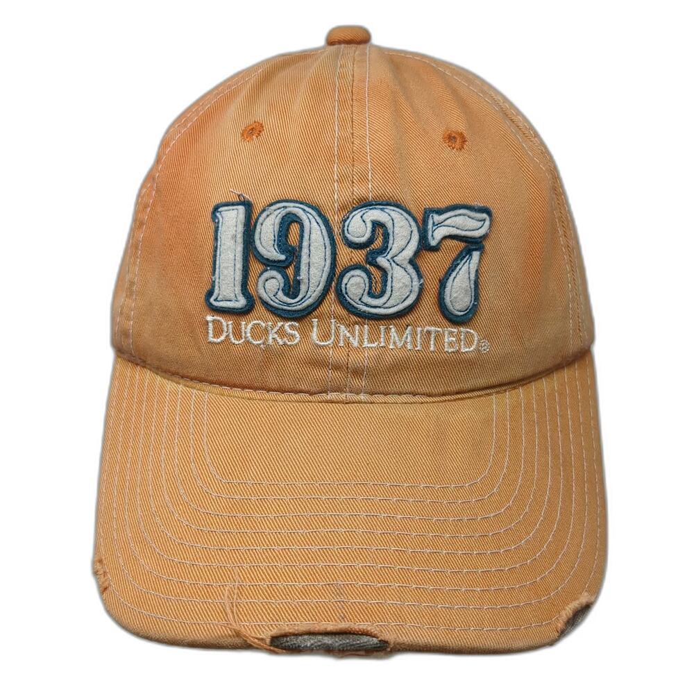 Ducks Unlimited Baseball Cap Orange One Size Slideback 1937 Duck Embroidery Hat